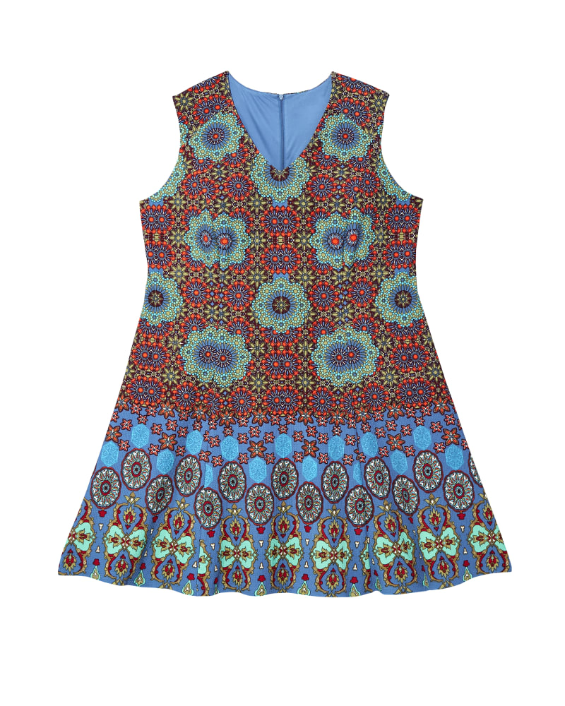 Front of plus size Zana V-Neck Fit & Flare Dress by London Times | Dia&Co | dia_product_style_image_id:118936